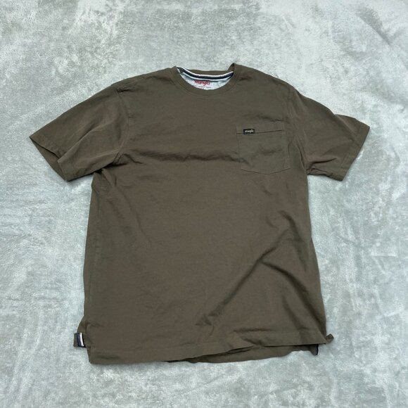 Wrangler Mens Brown Crewneck T-Shirt With Pocket Size L a1231 - Picture 1 of 6